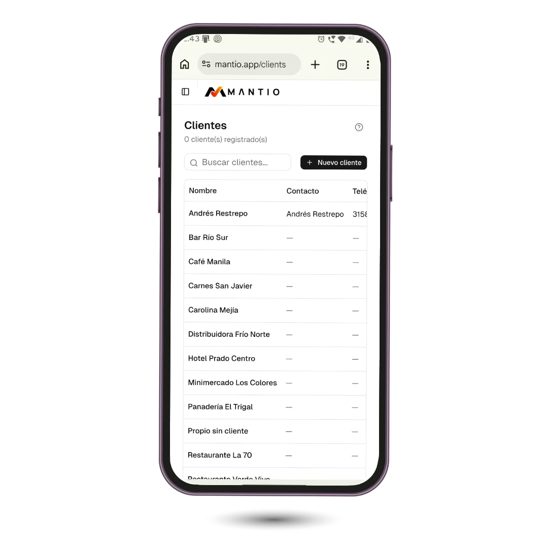 Clientes Mantio movil