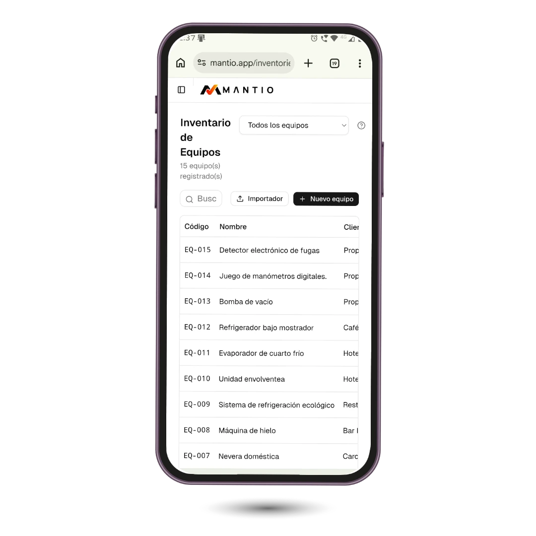 Inventario de equipos Mantio movil